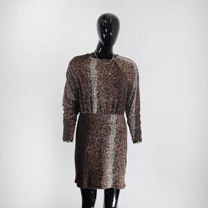 Glam  Brown Color Animal Print Dress Mini Dress Slim Fit - Perfect Party Outfit